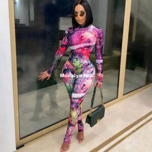 Sexy Mesh Sheer 2 Piece Set Women Festival Clothing Bodysuits Top Leggings Print Matching Sets Two Piece Club Birthday Outfits