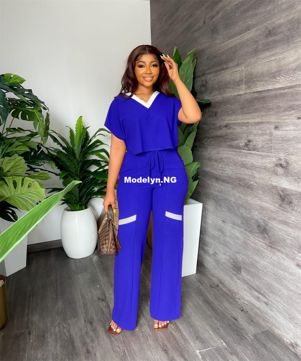 Autumn Women's Suit Fashion Casual Short-Sleeved T-shirt Sports Suit Straight Pants Temperament Elegant Commuter Two-Piece - Image 4