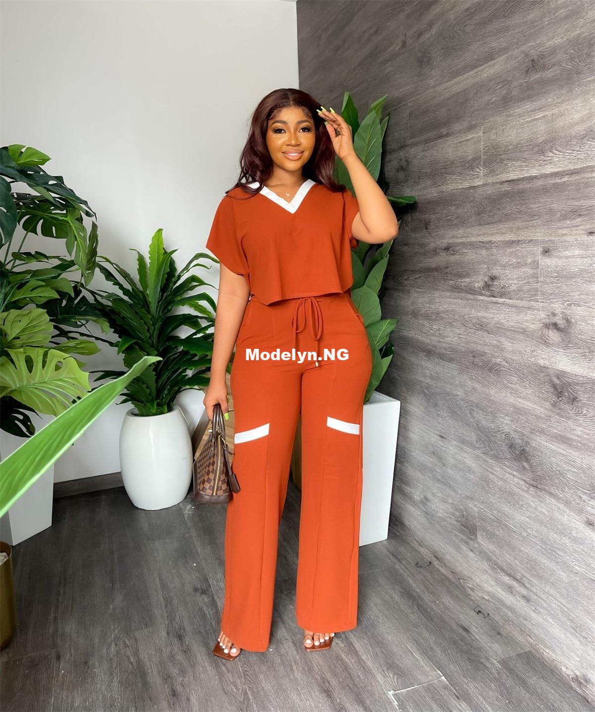 Autumn Women's Suit Fashion Casual Short-Sleeved T-shirt Sports Suit Straight Pants Temperament Elegant Commuter Two-Piece