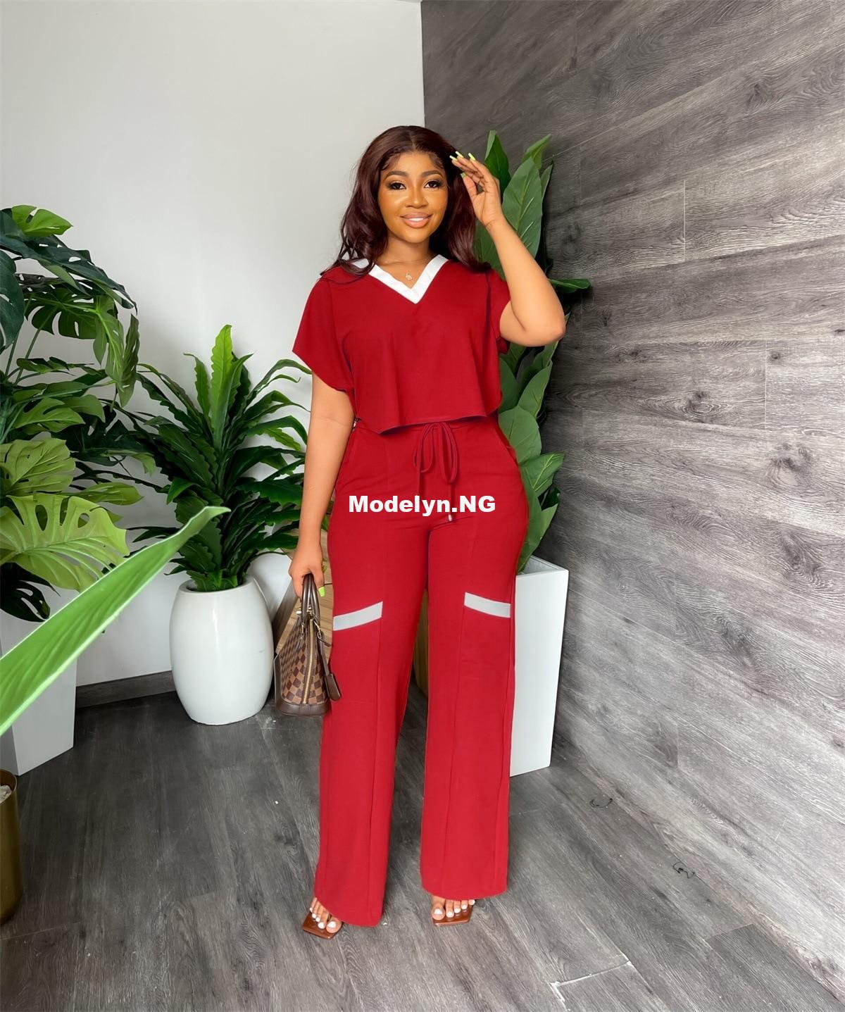 Autumn Women's Suit Fashion Casual Short-Sleeved T-shirt Sports Suit Straight Pants Temperament Elegant Commuter Two-Piece - Image 3