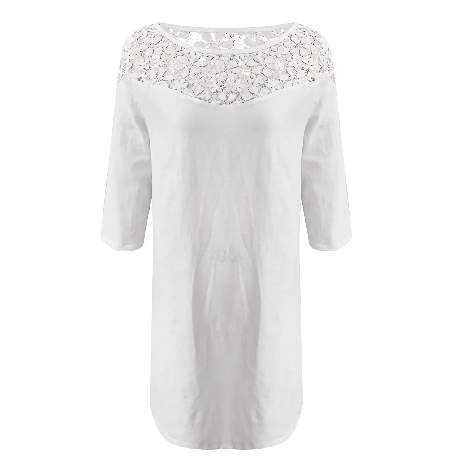 Women Sexy Dress White Hollow Lace Dress Short Sleeve Loose Midi Dresses 2023 Summer Casual Women's Casual Dress Vestidos Robe - Image 4